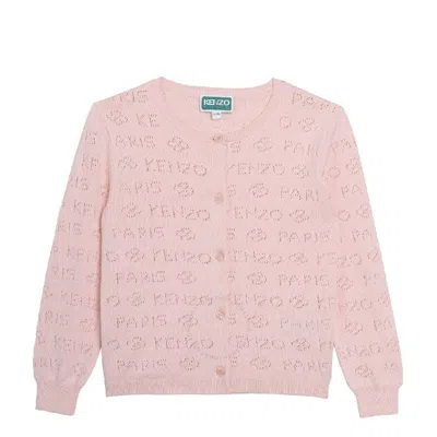 KENZO KENZO GIRLS LOGO KNITTED COTTON CARDIGAN