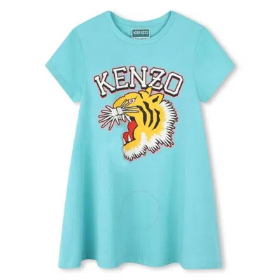 KENZO KENZO GIRLS VARSITY TIGER PRINT COTTON DRESS