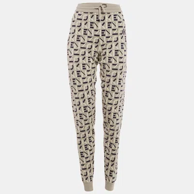 KENZO GREY LOGO JACQUARD KNIT JOGGER PANTS M