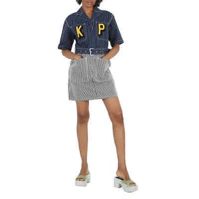 KENZO KENZO LADIES RINSE BLUE DENIM PARIS STRIPED SHIRT DRESS