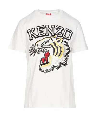 KENZO KENZO LOGO EMBROIDERED CREWNECK T-SHIRT