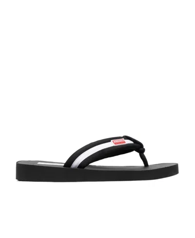 KENZO KENZO LOGO-PATCH STRIPED SLIP-ON FLIP FLOPS