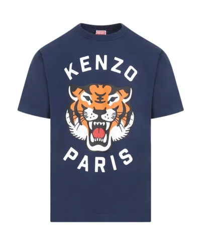 KENZO KENZO LUCKY TIGER LOGO PRINTED CREWNECK T-SHIRT