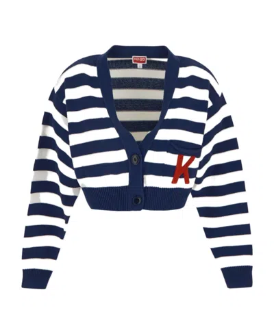 KENZO KENZO STRIPED V-NECK KNITTED CARDIGAN