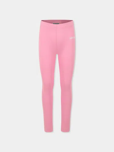KENZO PINK LEGGINGS FOR GIRL WITH LOGO