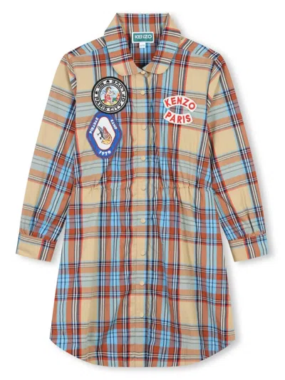 KENZO PLAID-CHECK COTTON SHIRTDRESS