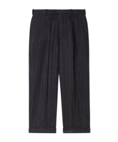 KENZO STRAIGHT PLEATED TAILORED PANTS IN VIRGIN WOOL