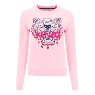 KENZO (WMNS) KENZO Alphabet Tiger Head Embroidered Pullover Long Sleeves Hoodie Pink