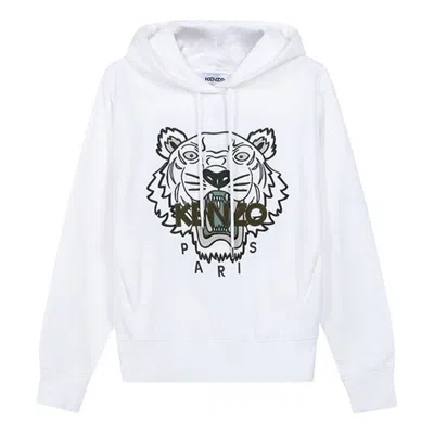 KENZO (WMNS) KENZO SS21 Tiger Head Embroidered Hoodie White