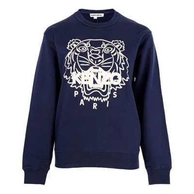 KENZO (WMNS) KENZO SS21 Tiger Pattern Round Neck Pullover Hoodie Navy Blue