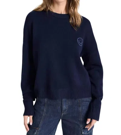KERRI ROSENTHAL BOYFRIEND HAPPY EVERY THING SWEATER IN INDIGO