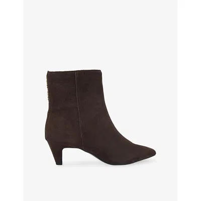 KG KURT GEIGER WOMENS BROWN TANSY SUEDE HEELED ANKLE BOOTS EUR 41 / 8 UK