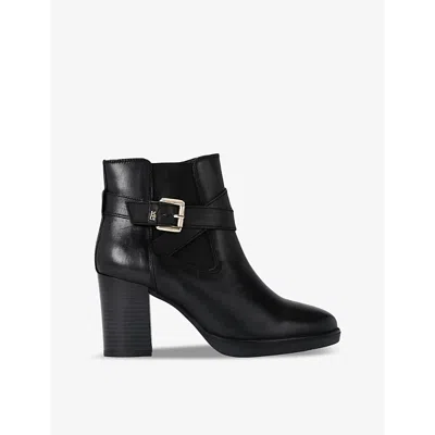 KG KURT GEIGER WOMENS BLACK SAGE BUCKLE-STRAP LEATHER HEELED ANKLE BOOTS EUR 36 / 3 UK