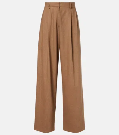 KHAITE AUGUST HIGH-RISE WOOL STRAIGHT PANTS