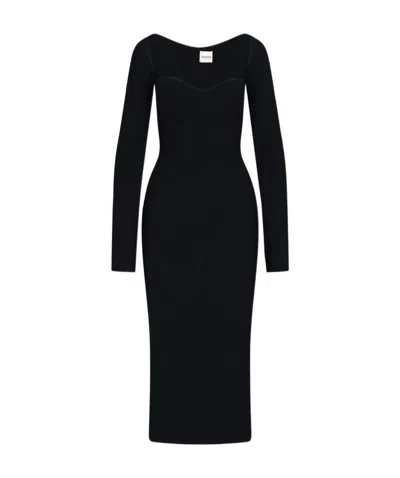 KHAITE KHAITE BETH SWEETHEART-NECK LONG-SLEEVED DRESS
