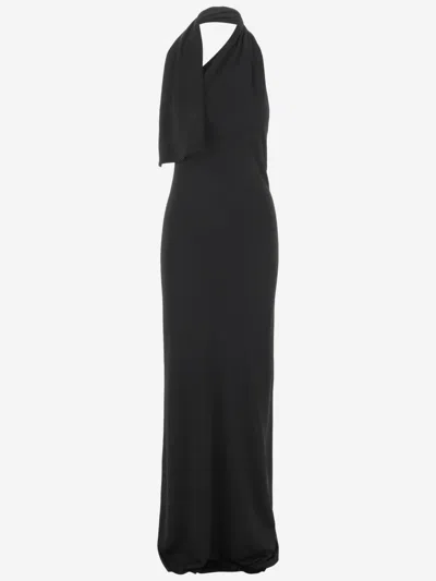 KHAITE BLACK ROZA VISCOSE LONG DRESS