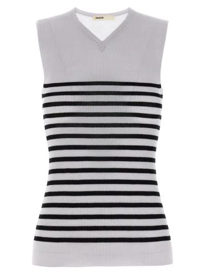 KHAITE WOMEN BLACKWHITE RENATO TOP, XS LUXURY TOPS FOR WOMEN DARVEYS