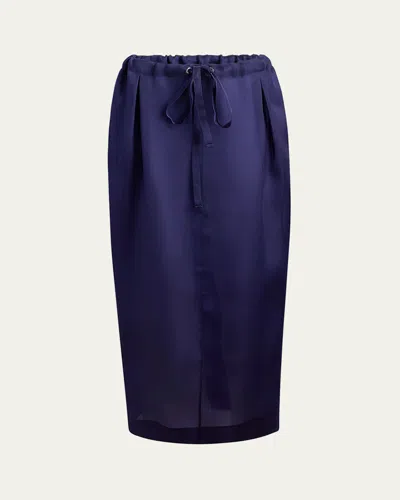 KHAITE CHENTON LONG DRAWCORD SILK SKIRT