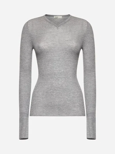 KHAITE GREY KNIT TANIA TOP