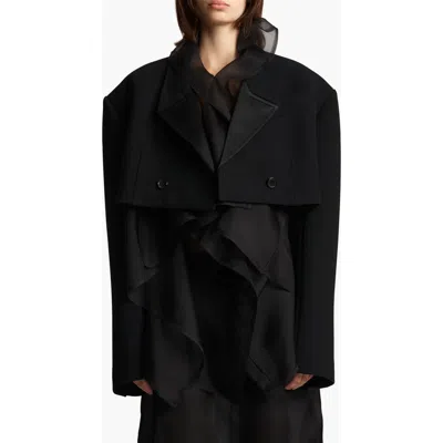 KHAITE KHAITE NANDO OVERSIZE SATIN BACK CREPE CROP JACKET