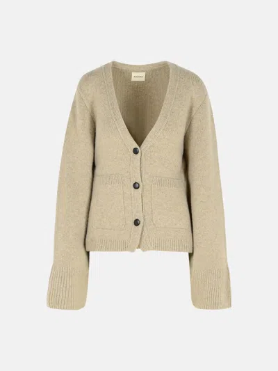 KHAITE 'SCARLET' BEIGE CASHMERE CARDIGAN