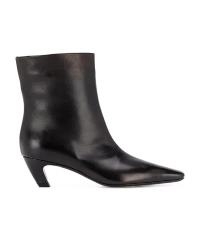 KHAITE SQUARE-TOED ANKLE BOOTS