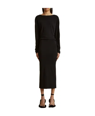 KHAITE KHAITE THE TRINA LONG-SLEEVED OPEN-BACK MIDI DRESS