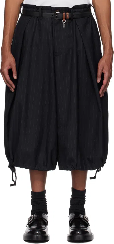 KHOKI NAVY WIDE-LEG CROPPED SHORTS