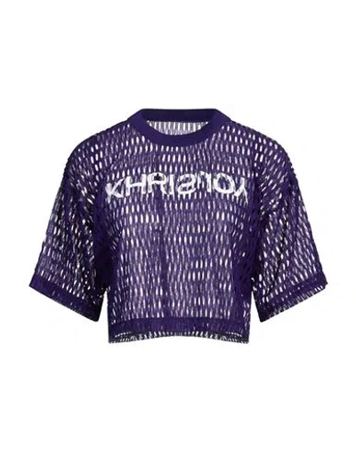 KHRISJOY KHRISJOY WOMAN T-SHIRT PURPLE SIZE 1 POLYAMIDE, ELASTANE