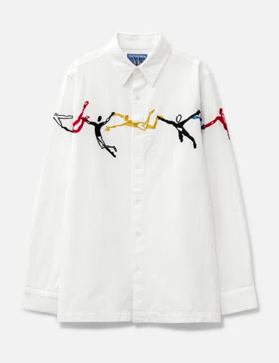 KIDSUPER EMBROIDERED FIGURES BUTTON-UP