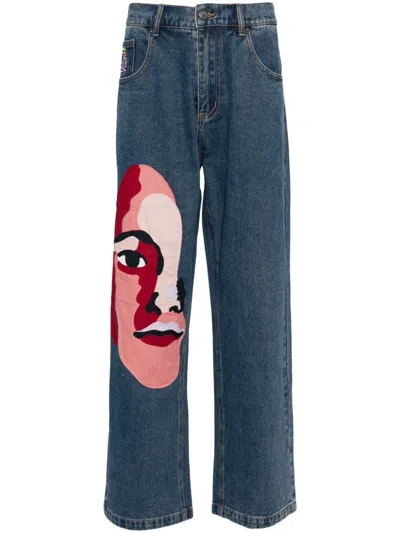 KIDSUPER FACE STRAIGHT LEG JEANS