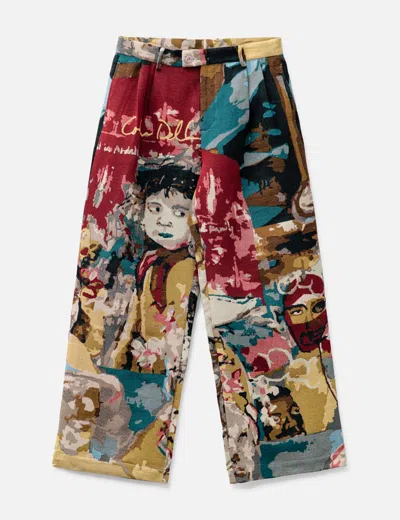 KIDSUPER JACQUARD PAINTINGS DOUBLE PLEATED TROUSERS
