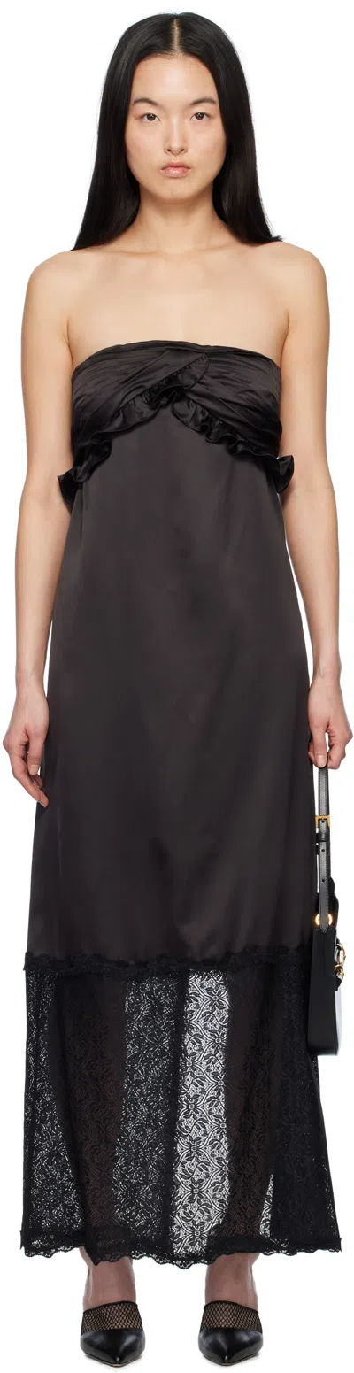 KIKA VARGAS BLACK REED MAXI DRESS