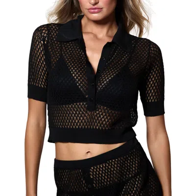 KIKI DE MONTPARNASSE KIKI DE MONTPARNASSE SILK CROCHET CROPPED BUTTON DOWN