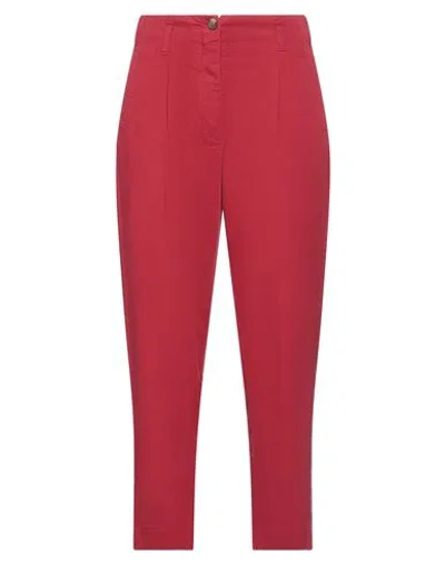 KILTIE KILTIE WOMAN PANTS RED SIZE 10 COTTON, ELASTANE