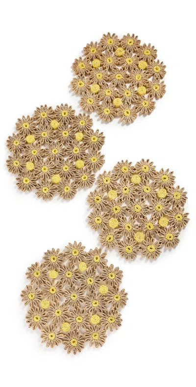 KIM SEYBERT DAISY PLACEMATS SET OF 4 NATURAL/YELLOW