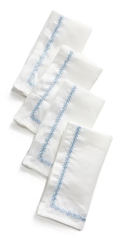 KIM SEYBERT JARDIN NAPKINS SET OF 4 WHITE/PERIWINKLE