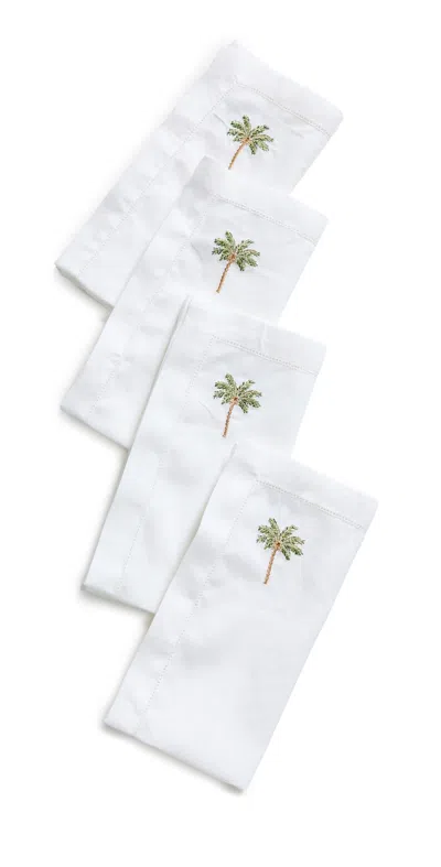 KIM SEYBERT PALM TREE NAPKINS SET OF 4 WHITE/MULTI