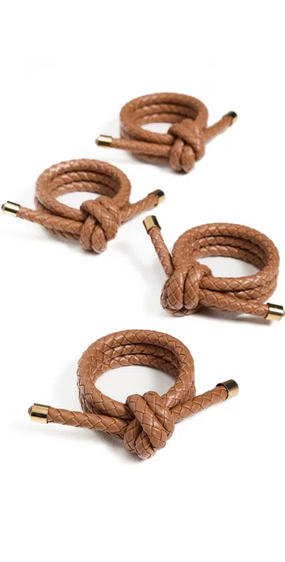 KIM SEYBERT ROPE KNOT NAPKIN RINGS SET OF 4 BROWN
