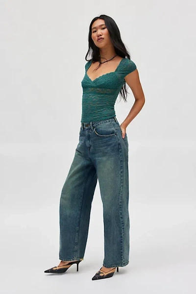 KIMCHI BLUE CLEMENTINE FEMME TOP IN DARK GREEN, WOMEN'S AT URBAN OUTFITTERS
