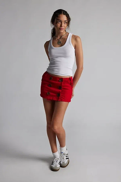 KIMCHI BLUE LEIGH BUTTON UP MICRO SKIRT IN RED, WOMEN'S AT URBAN OUTFITTERS