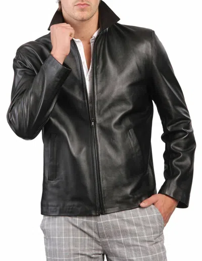 KING LEATHERS HERREN ECHT LAMMLEDER ECHTLEDER BIKERJACKE SLIM FIT MOTORRAD SCHWARZ JACKE