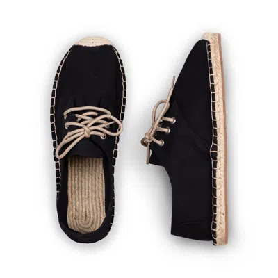 KINGDOM OF WOW HANDMADE VEGAN LACE UP MEN'S BLACK ESPADRILLE SNEAKERS