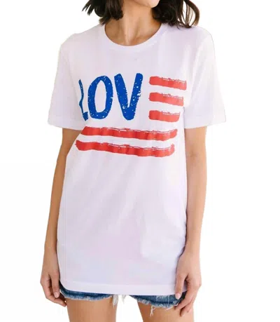 KISSED APPAREL LOVE FOR THE FLAG GRAPHIC TEE IN WHITE