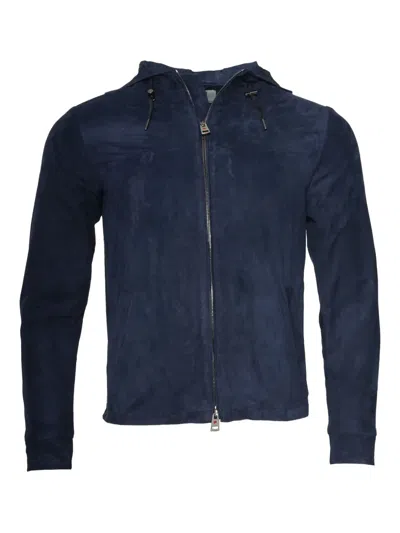KITON HOODED SUEDE ZIP-UP JACKET