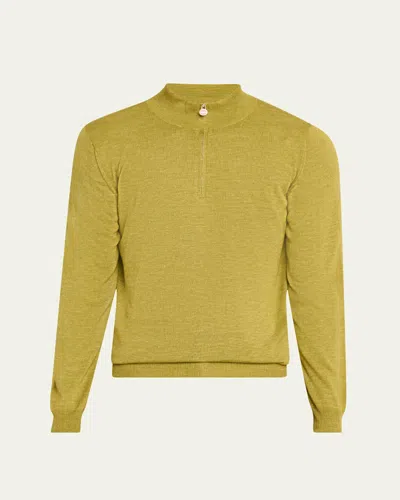 KITON MEN'S CASHMERE AND LINEN HALF-ZIP SWEATER