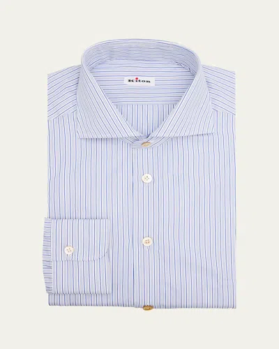 KITON MEN'S COTTON TONAL MULTI-STRIPE DRESS SHIRT