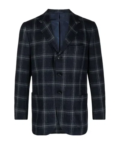 KITON PLAID-CHECK SINGLE-BREASTED BLAZER