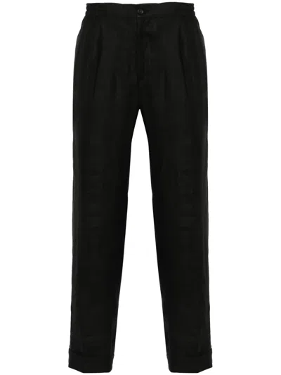 KITON PRESSED-CREASE LINEN TROUSERS