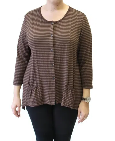 KLEEN TONAL STRIPED POCKET CARDIGAN IN CAFE